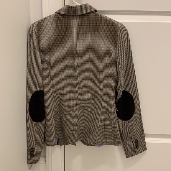 NWT- The Savile Row Co London Blazer Houndstooth Womens Small Elbow Patches- Tan - Picture 10 of 13